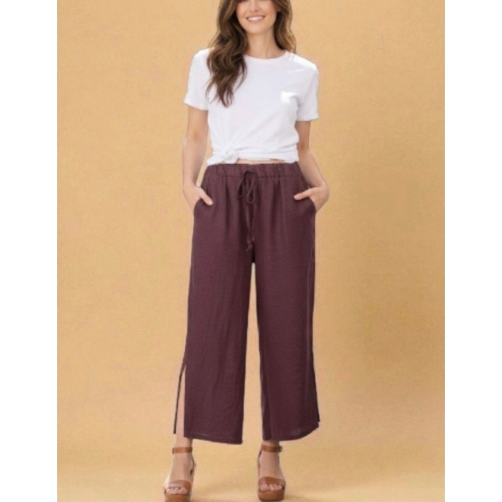Jaded Gypsy Camilla linen pants aubergine nwt s/m‎